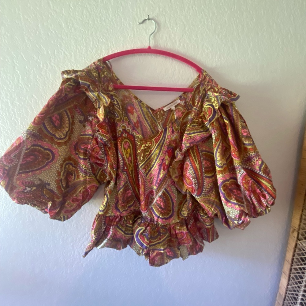 Love the Label Ruffles Abstract Blouse sz large - Picture 10 of 10